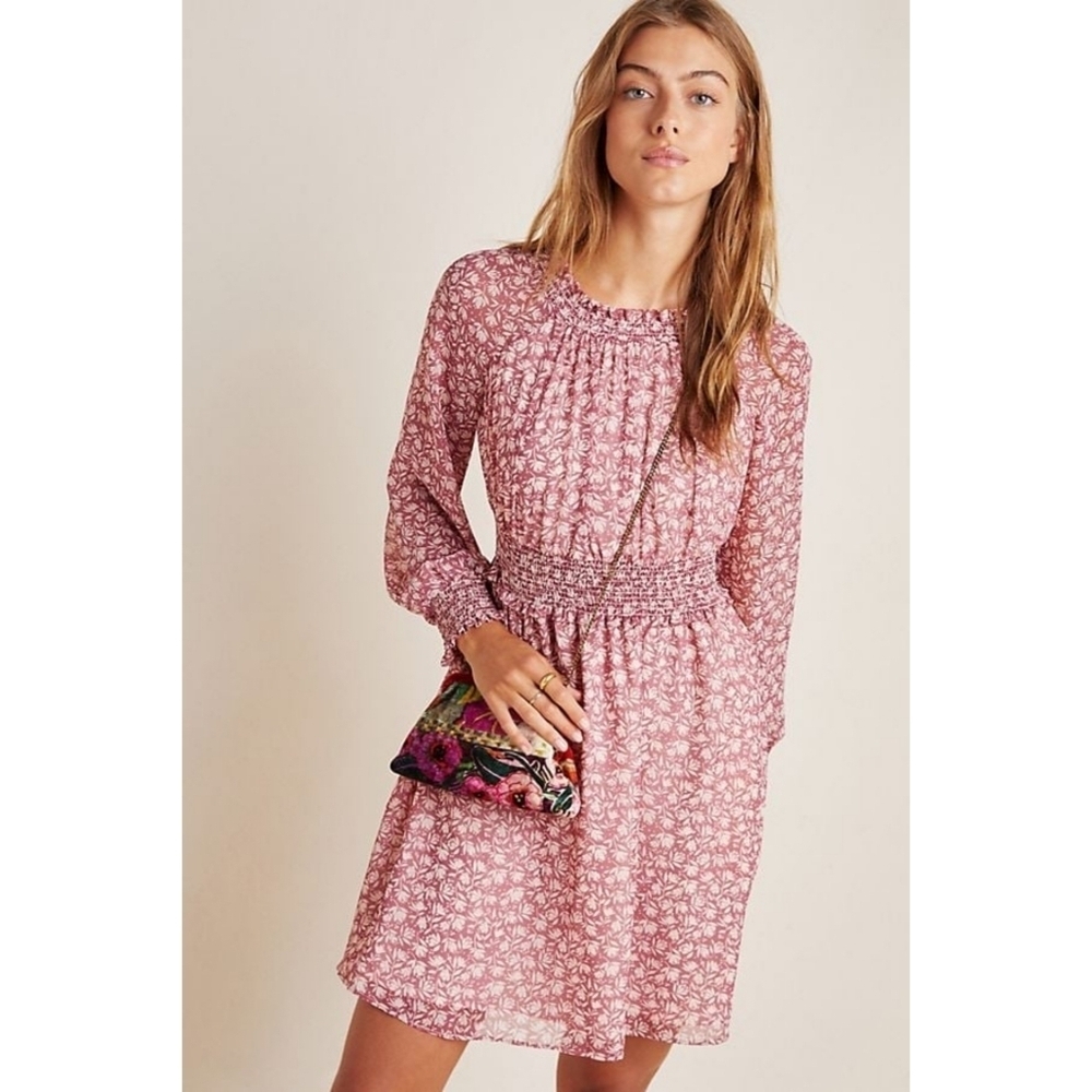 Gal Meets Glam Wimberley Smocked Waist Floral Dress Size 6